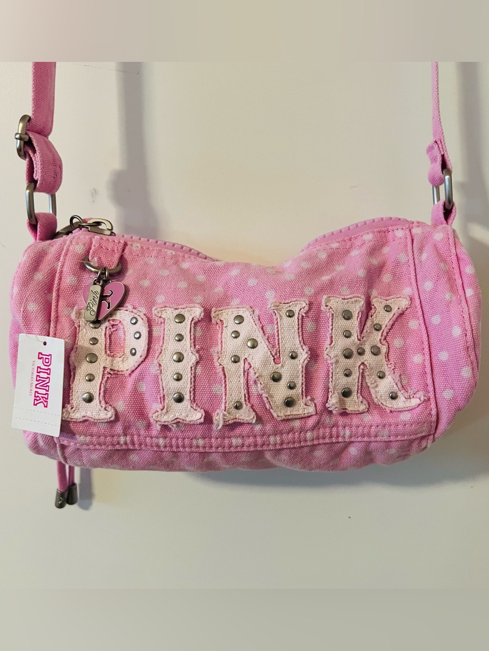 PINK Victoria's Secret Pink Polka Dot Duffle Bag